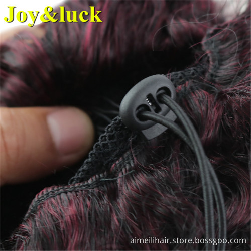 Wholesale Price Synthetic Wig Afro Kinky Curly Drawstring Ponytail Puff Natural Short Black Color Curl Ponytail Hair Extension